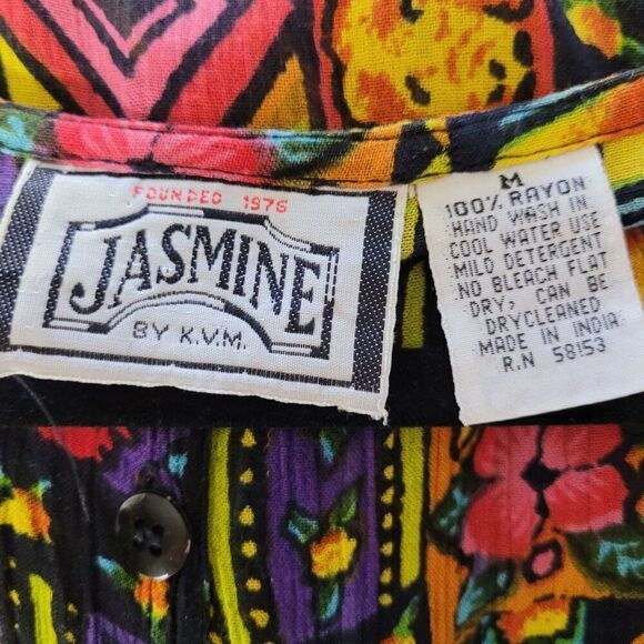 Vintage 80s Dress M Maxi Dopamine Jamaican Tropical Sleeveless MuMu Pinafore - Picture 2 of 9